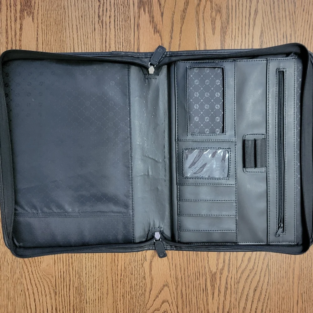 Black Foray Faux Leather Compartment/Organizer Bag